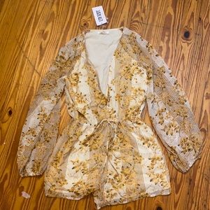 Gold Coast Yellow Floral Romper from 12th Tribe. NWT!!! Size medium